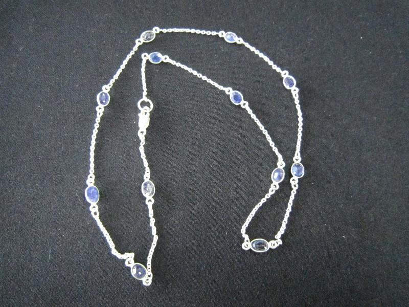 Stamped 925 Silver Gemstone Necklace w/ Natural Sapphires