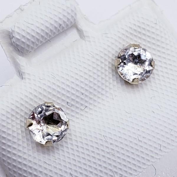 10K Yellow Gold White Topaz Stud 0.45ct. Earrings