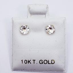 10K Yellow Gold White Topaz Stud 0.45ct. Earrings