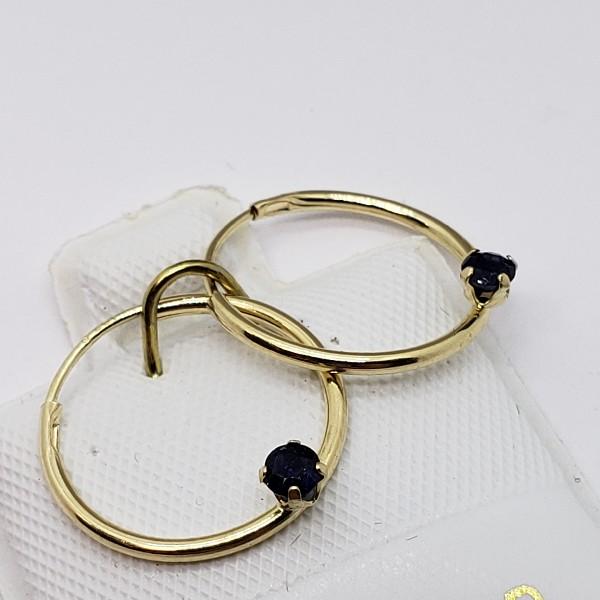 14K Yellow Gold Sapphire Hoop 0.15ct. Earrings
