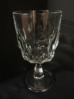 Set - 8 Arcoroc France Artic Pattern Vertical Wedge Faceted Bowl Design Stems Water Goblets