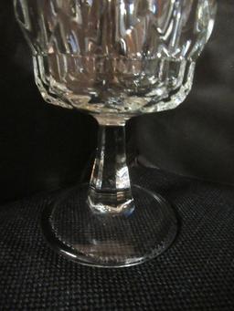 Set - 8 Arcoroc France Artic Pattern Vertical Wedge Faceted Bowl Design Stems Water Goblets