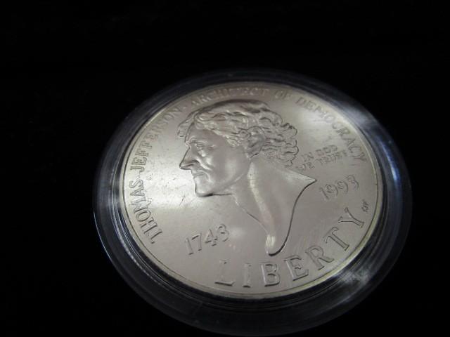 Collector Silver U.S. Commemorable Dollar Thomas Jefferson 1743-1993