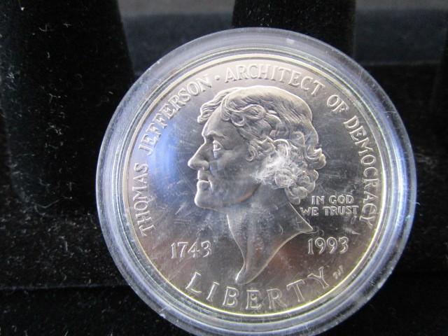 Collector Silver U.S. Commemorable Dollar Thomas Jefferson 1743-1993