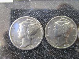 3 Pack of Silver Mercury Dimes 1945