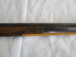 Vintage/Antique Black Powder Rifle Wood Body, Metal Barrel, Curled Trigger