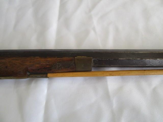 Vintage/Antique Black Powder Rifle Wood Body, Metal Barrel, Curled Trigger