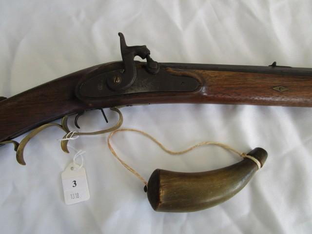 Vintage/Antique Black Powder Rifle Wood Body, Metal Barrel, Curled Trigger