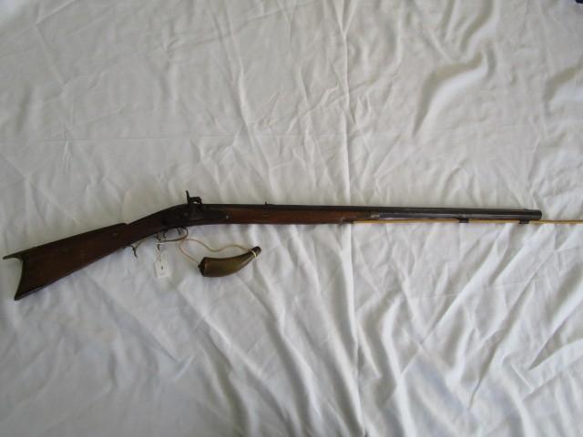 Vintage/Antique Black Powder Rifle Wood Body, Metal Barrel, Curled Trigger