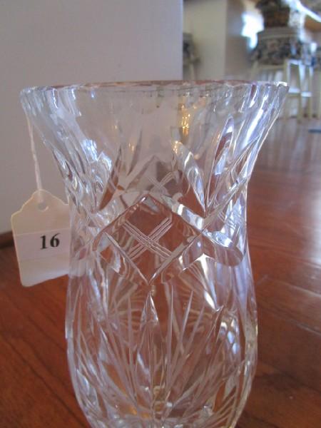 Tall Clear Etched Cut, Star/Floral Cut Vase Star Cut Base