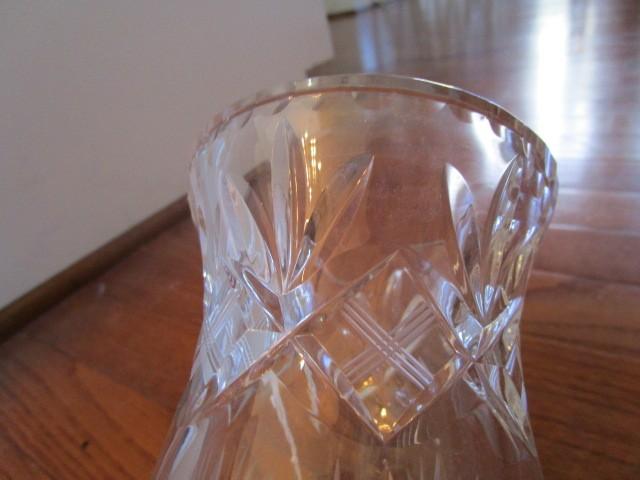 Tall Clear Etched Cut, Star/Floral Cut Vase Star Cut Base