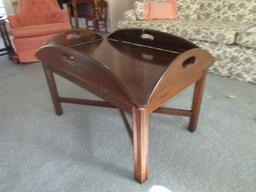 Wooden Drop-Leaf/Handle Dark Wood by Ethan Allen Co. Coffee Table