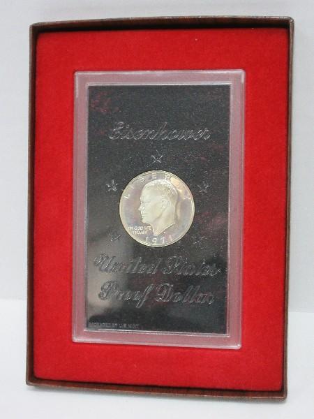 1971 Eisenhower United States Proof Dollar Coin Mint Marks in Case