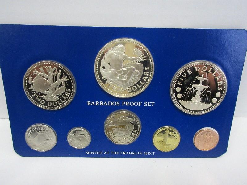 1975 Coinage of Barbados Proof Set w/ CoA by Franklin Mint in Case