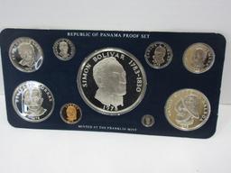 1975 Coinage of Panama Proof Set Minted at Franklin Mint w/ CoA in Case