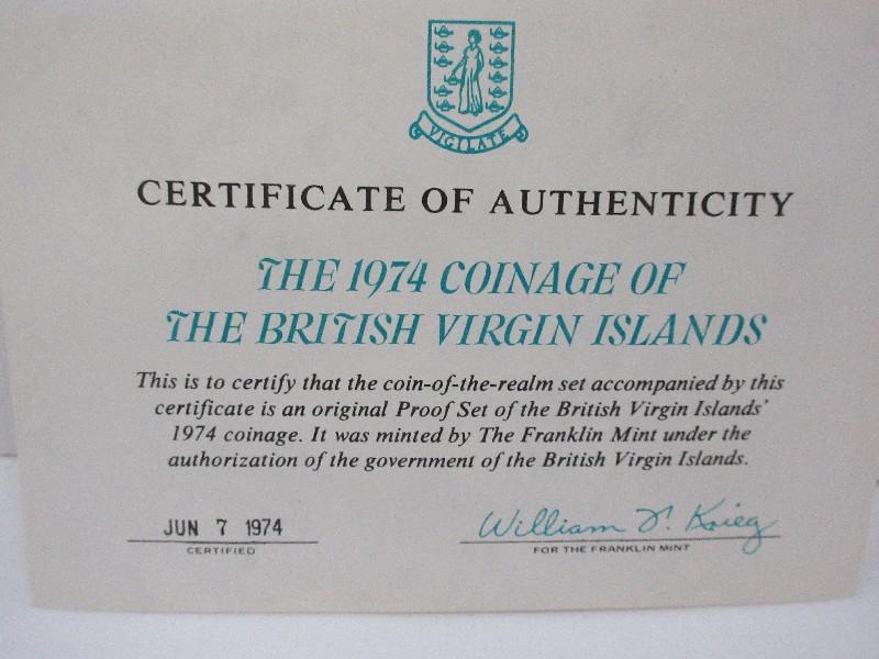 1974 Coinage of The British Virgin Islands Proof Set Minted at Franklin Mint w/ CoA