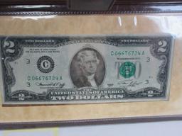 1976 First Day Issue U.S. $2.00 Bicentennial Commemorative Bill Sealed in Presentation Wallet