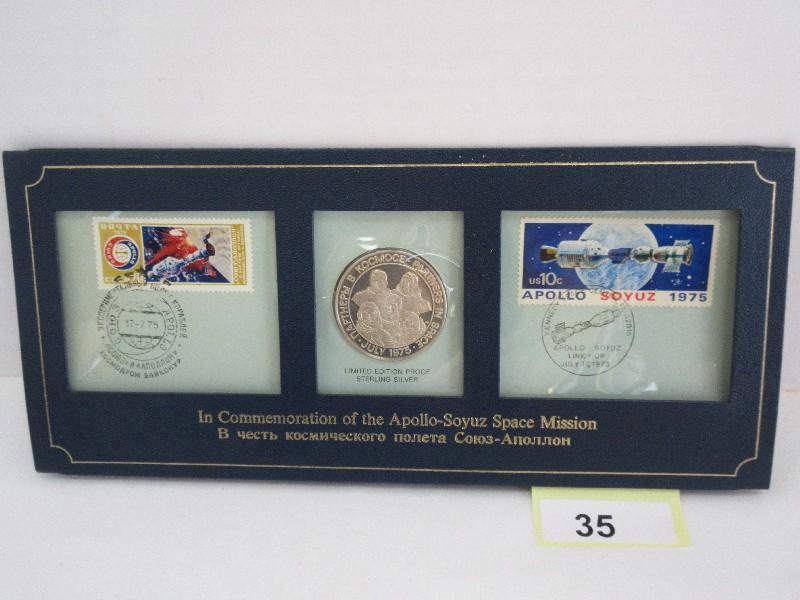 1975 Commemoration Apollo-Soyuz Space Mission Proof Sterling Silver Medallion