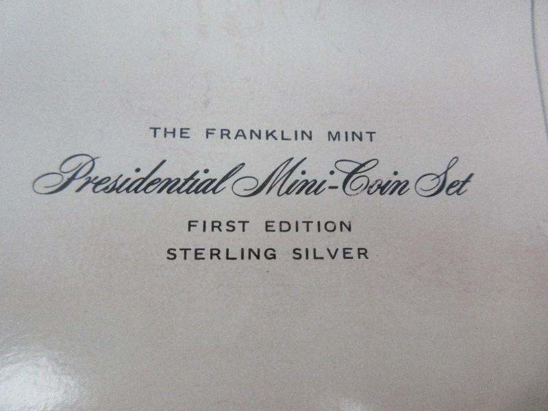 Franklin Mint First Edition Sterling Silver Presidential Mini-Coin Set w/ Display Case