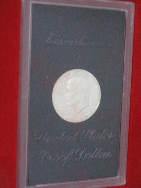 1971 Eisenhower United States Proof Dollar Coin Mint Marks in Case