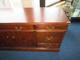 Hoosier Desks Mahogany Wood Office Side Board/Buffet 5 Drawers Dovetailed, 2 Filing Drawers