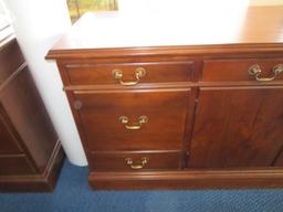 Hoosier Desks Mahogany Wood Office Side Board/Buffet 5 Drawers Dovetailed, 2 Filing Drawers