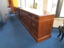 Hoosier Desks Mahogany Wood Office Side Board/Buffet 5 Drawers Dovetailed, 2 Filing Drawers