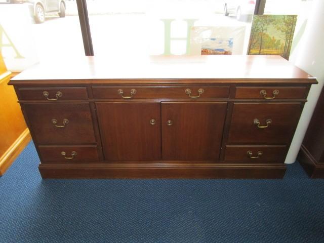 Hoosier Desks Mahogany Wood Office Side Board 5 Drawers Dovetailed, 2 Filing Drawers