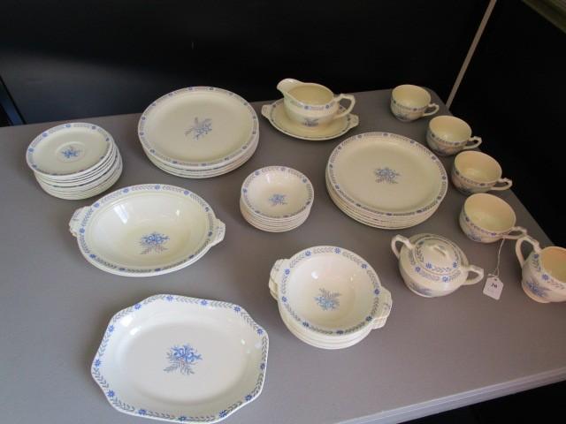 Steubenville "Sandra" Ceramic Lot - Floral/Blue Bow Center, Blue Floral Band