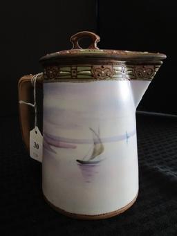Nippon Hand Painted Pitcher w/ Lid w/ Nile/Egyptian Scene/Motif