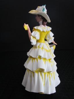 Avon Presidents Club Porcelain/Ceramic Figurine Yellow Dress 1990 'Mrs. P.F.E. Albee' Award