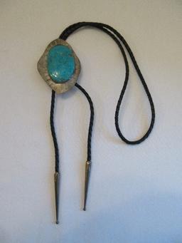 Southwestern "Wedg-Tite" Sterling & Turqouise Gemstone Bolo Tie