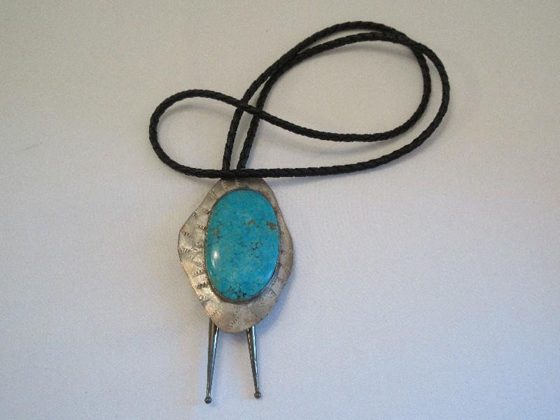 Southwestern "Wedg-Tite" Sterling & Turqouise Gemstone Bolo Tie