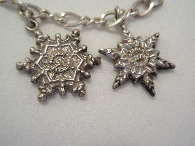 Gorham Sterling Snowflakes Charm Bracelet 1970-1976