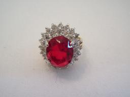 Stunning Fashion Jewelry Set Imitation Ruby & Rhinestone Necklace