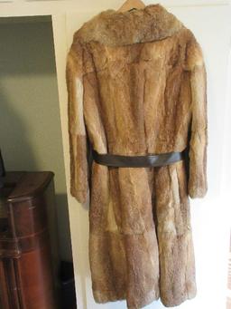 Vintage Full Length Brown Fur Coat Rabbit