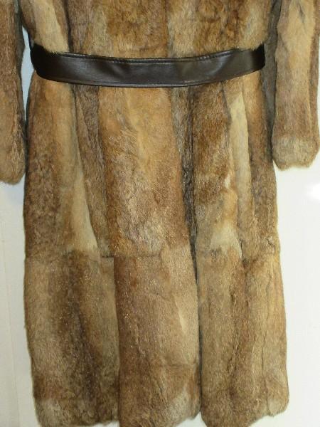 Vintage Full Length Brown Fur Coat Rabbit