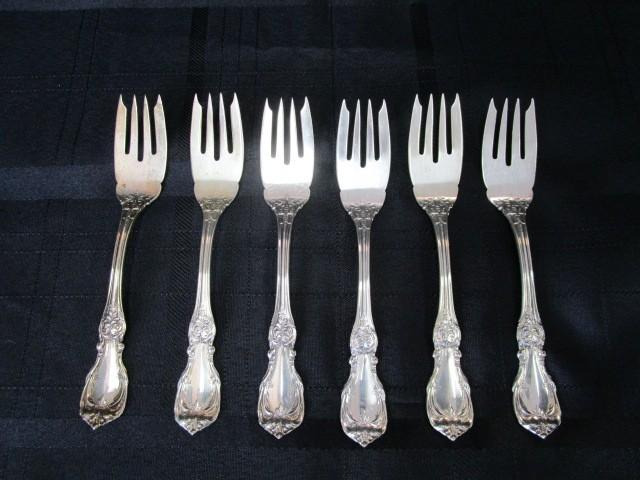 6 Salad Forks Burgundy Pattern Sterling Reed & Barton