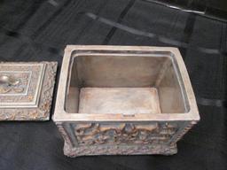 Resin Vine/Rose Pattern Keepsake Box Antique Patina