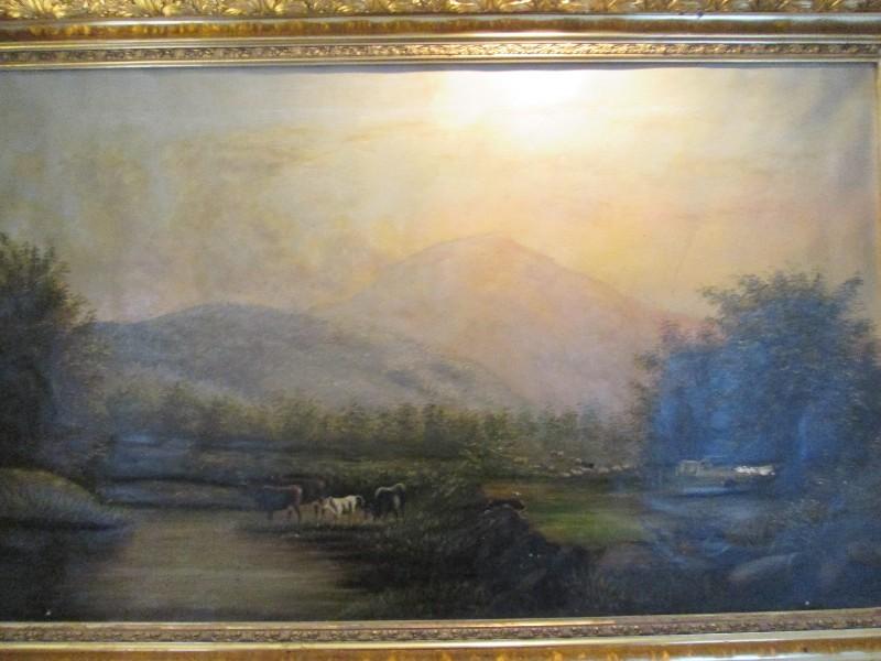 Hand Painted Oil on Canvas Wildlife/Nature Scene in Ornate Gilted Wooden Frame