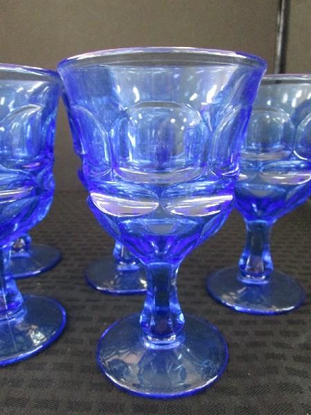 12 Cobalt Blue Glass Water Goblets