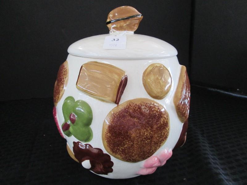 Tall Ceramic Cookie Jar w/ Biscuit Motif w/ Lid