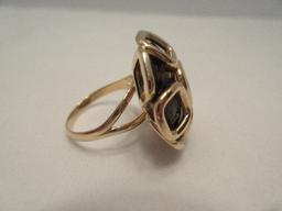 Milor Italy 14kt Geometric Design w/ Cushion Cut Stone