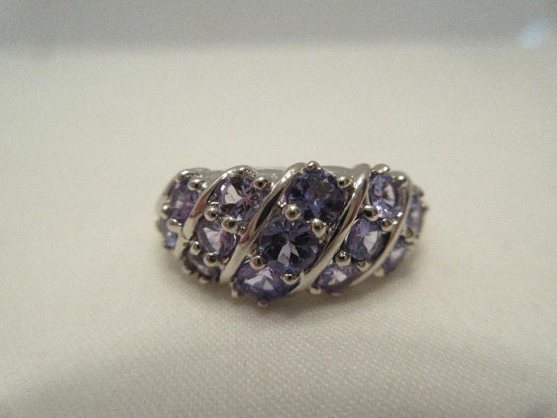 JS 925 Sterling Tanzanite Gem Stone Cocktail Ring