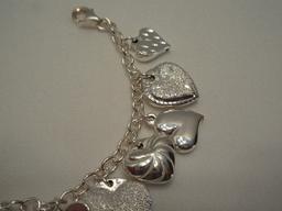 JCM Jacmel Mauritius 925 Sterling Puffy Heart Charm Love Bracelet