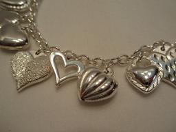 JCM Jacmel Mauritius 925 Sterling Puffy Heart Charm Love Bracelet