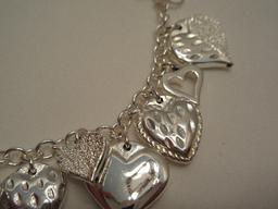 JCM Jacmel Mauritius 925 Sterling Puffy Heart Charm Love Bracelet