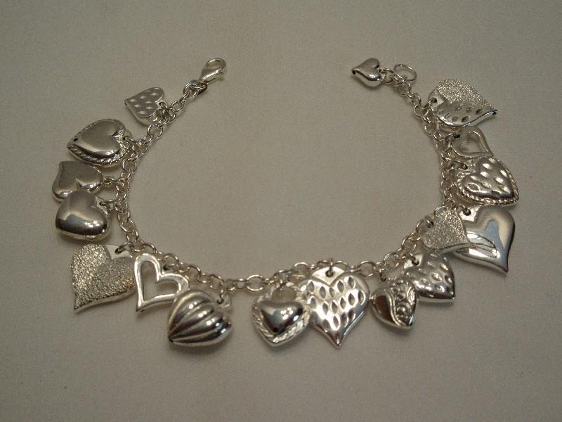 JCM Jacmel Mauritius 925 Sterling Puffy Heart Charm Love Bracelet