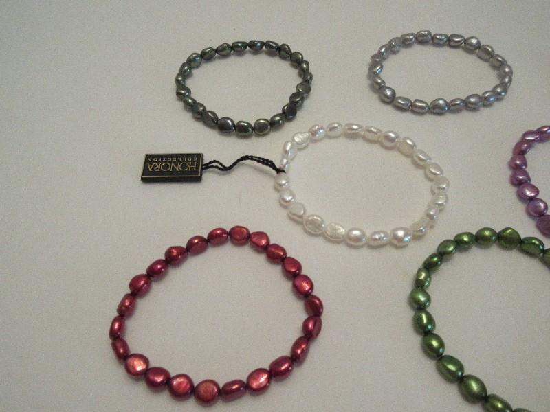 Set - 10 Honora Collection Multi-Color Pearl Stretch Bracelets