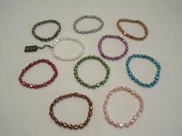 Set - 10 Honora Collection Multi-Color Pearl Stretch Bracelets